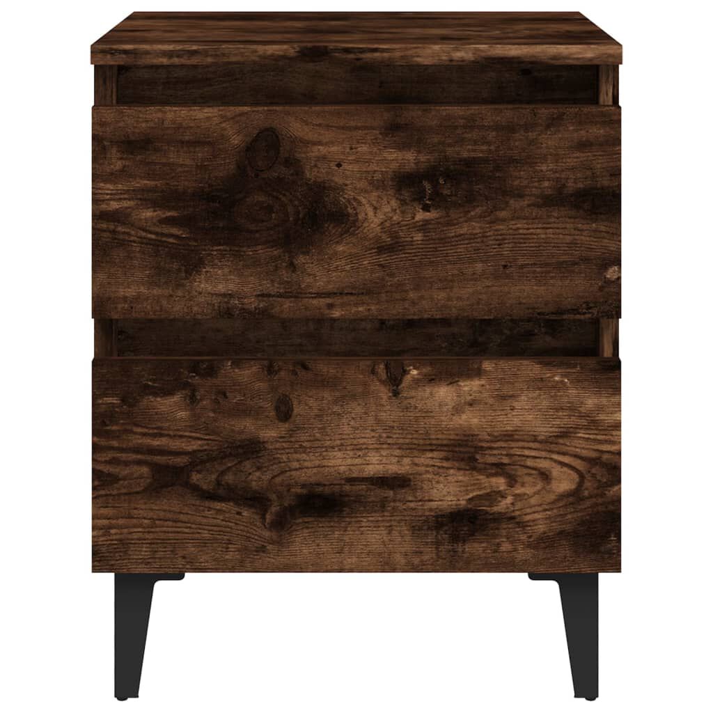 vidaXL Bed Cabinets with Metal Legs 2 pcs Smoked Oak 40x35x50 cm