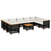 vidaXL 10 Piece Garden Sofa Set with Cushions Black Poly Rattan