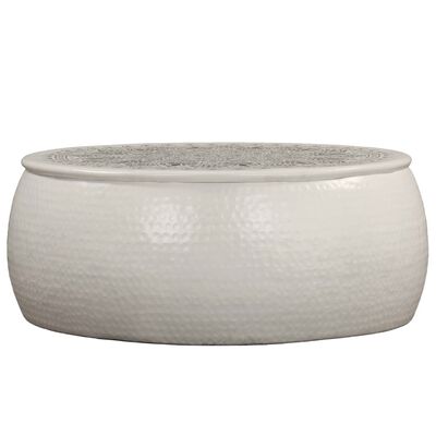 vidaXL Coffee Table Hammered Aluminium 70x30 cm White,  vidaXL Coffee Table Hammered Aluminium 70x30 cm White
