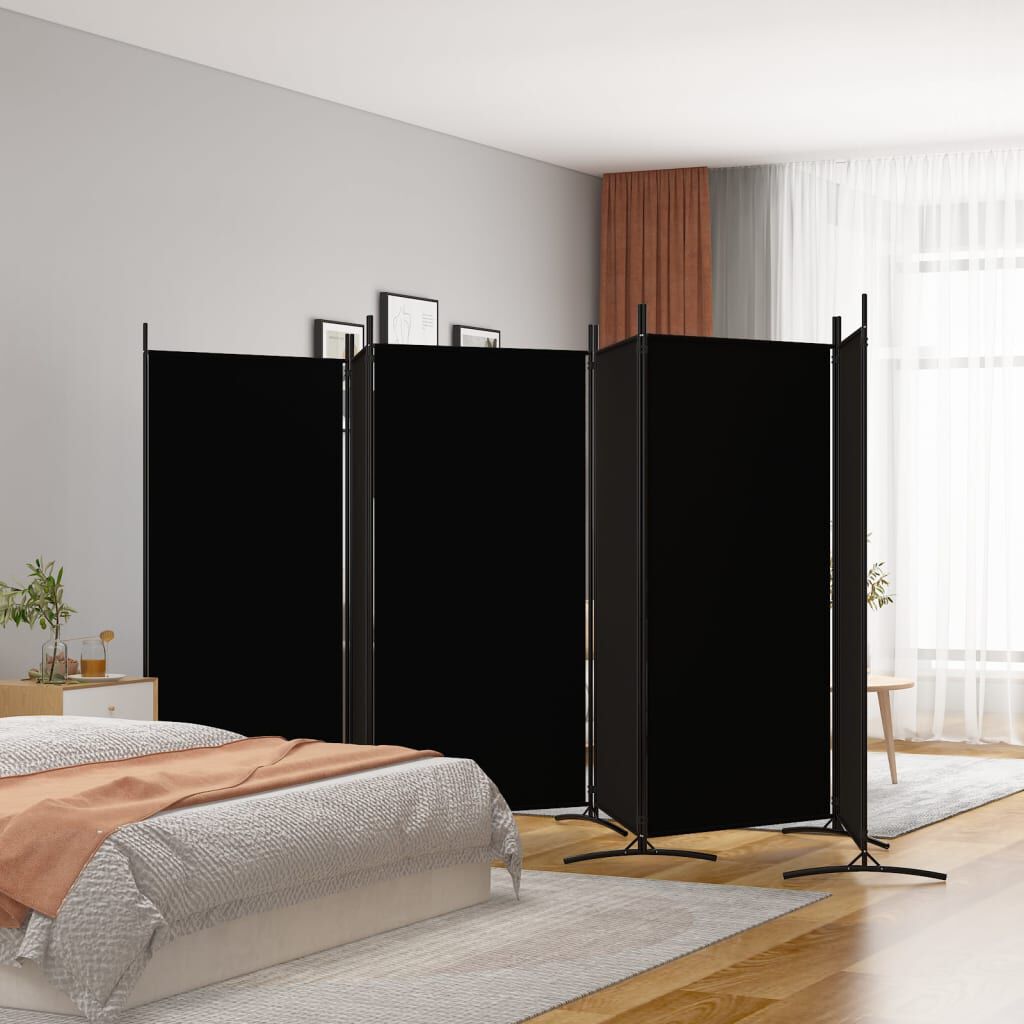 vidaXL 6-Panel Room Divider Black 520x180 cm Fabric
