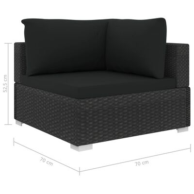 vidaXL 5 Piece Garden Lounge Set with Cushions Poly Rattan Black, black vidaXL 5 Piece Garden Lounge Set with Cushions Poly Rattan Black