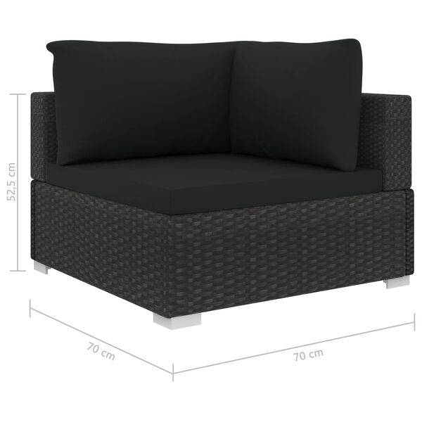 vidaXL 5 Piece Garden Lounge Set with Cushions Poly Rattan Black