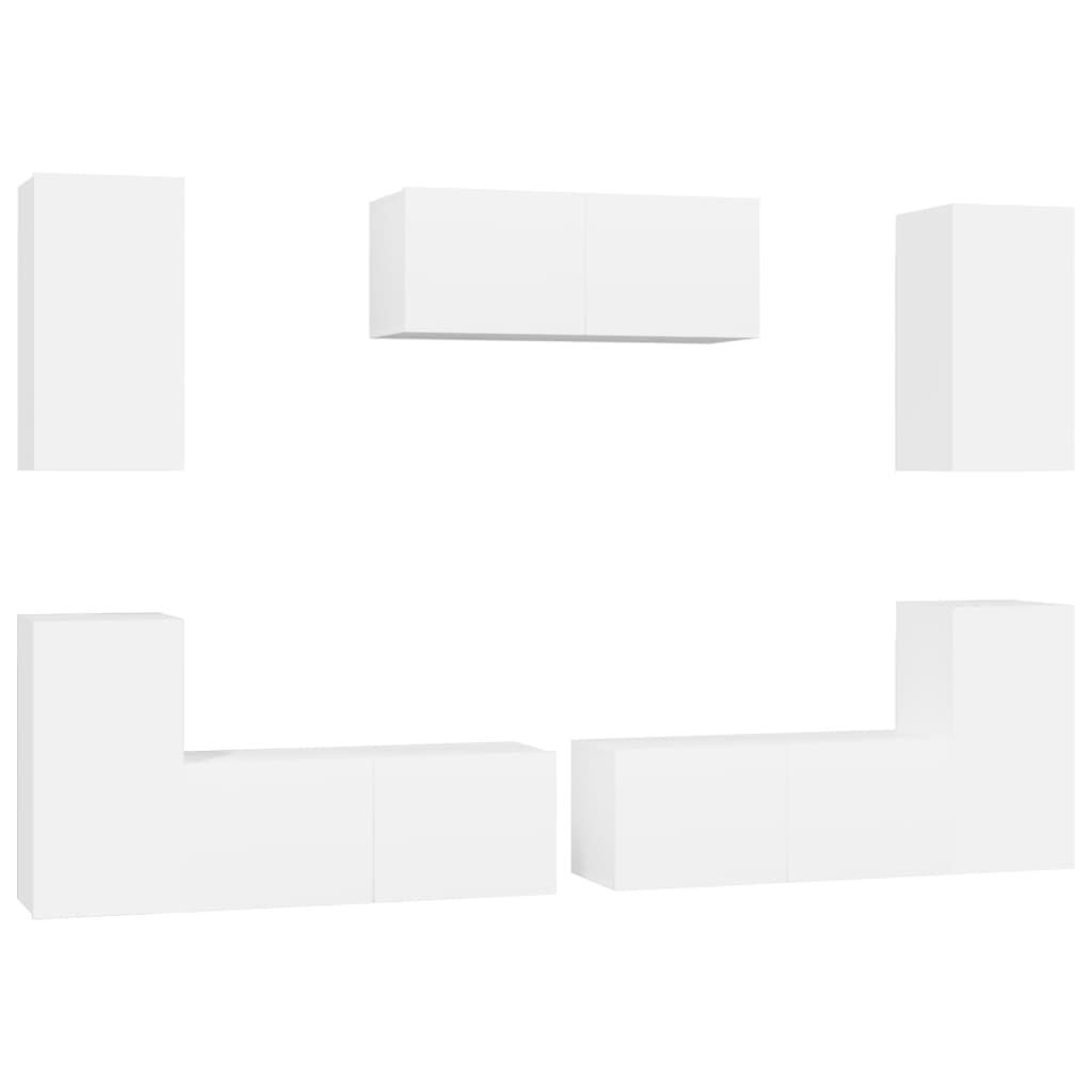 vidaXL 7 Piece TV Cabinet Set White Engineered Wood