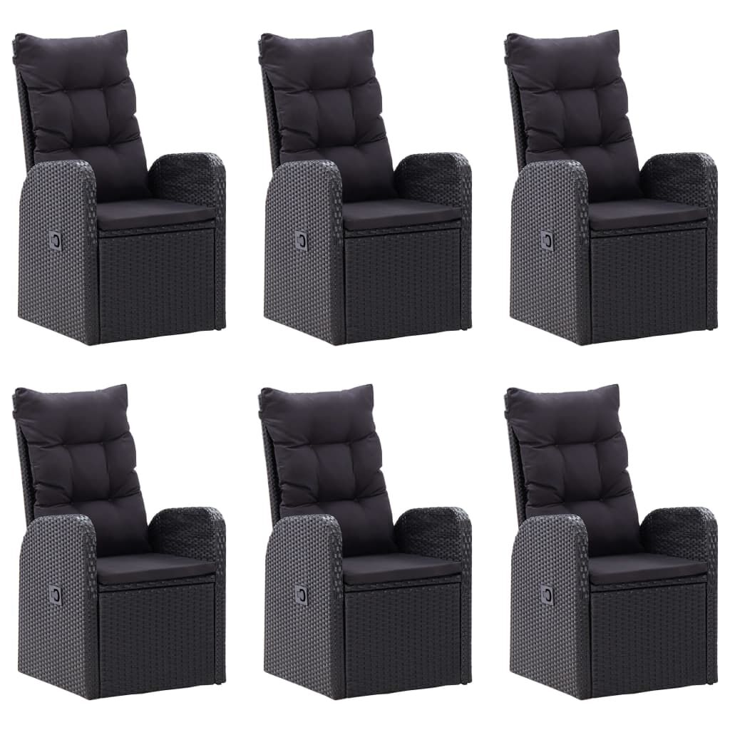 vidaXL 7 Piece Garden Dining Set Black