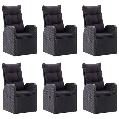 vidaXL 7 Piece Garden Dining Set Black, black vidaXL 7 Piece Garden Dining Set Black