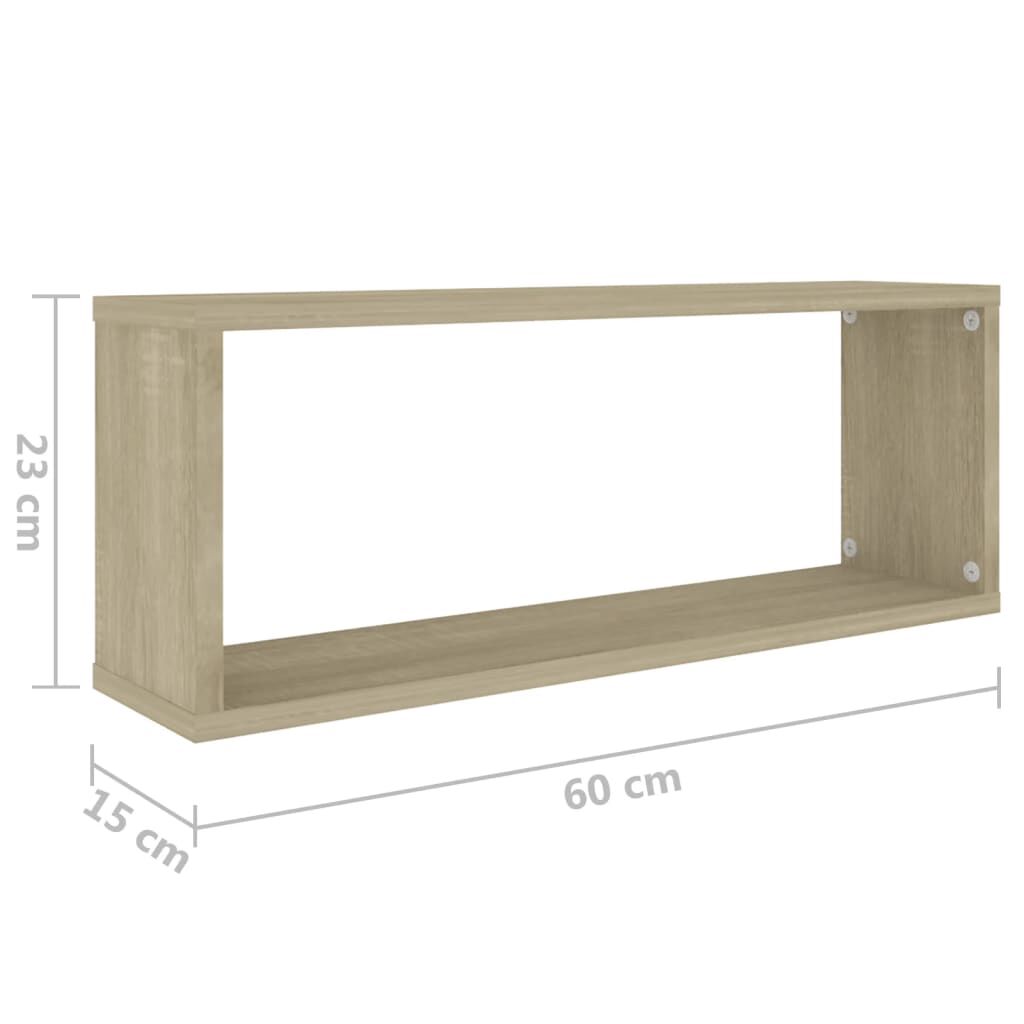 vidaXL Wall Cube Shelf 4 pcs Sonoma Oak 60x15x23 cm Engineered Wood