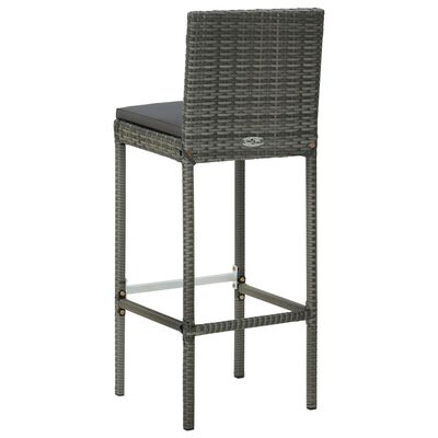 vidaXL Garden Bar Stools with Cushions 2 pcs Grey Poly Rattan, grey vidaXL Garden Bar Stools with Cushions 2 pcs Grey Poly Rattan