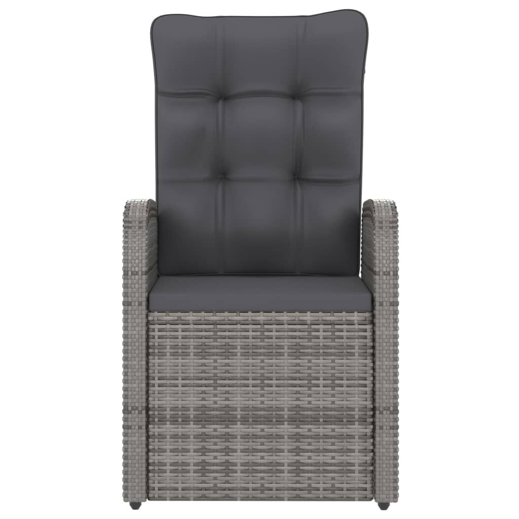 vidaXL 7 Piece Outdoor Dining Set with Cushions Poly Rattan Grey