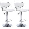 vidaXL Bar Stool | Set of 2 | White | Faux leather, Chromed steel | Adjustable
