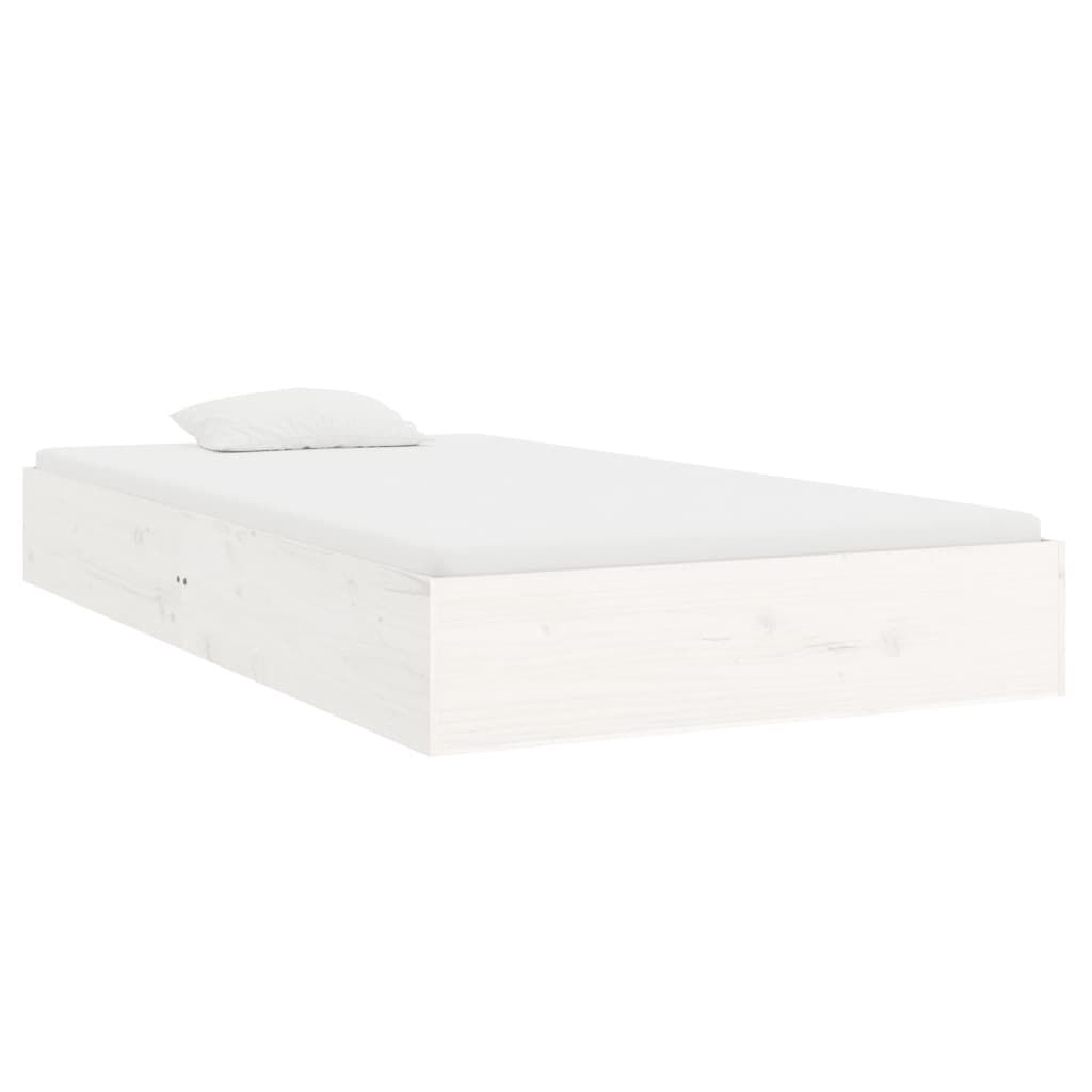 vidaXL Bed Frame without Mattress White Solid Wood 100x200 cm