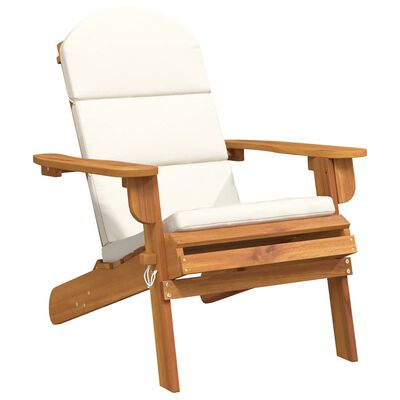 vidaXL Adirondack Garden Chair with Cushions Solid Wood Acacia, brown and cream vidaXL Adirondack Garden Chair with Cushions Solid Wood Acacia