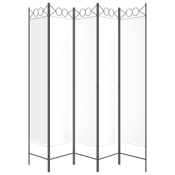 vidaXL 5-Panel Room Divider White 200x200 cm Fabric