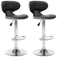 vidaXL Bar Stools 2 pcs Black Faux Leather, black vidaXL Bar Stools 2 pcs Black Faux Leather