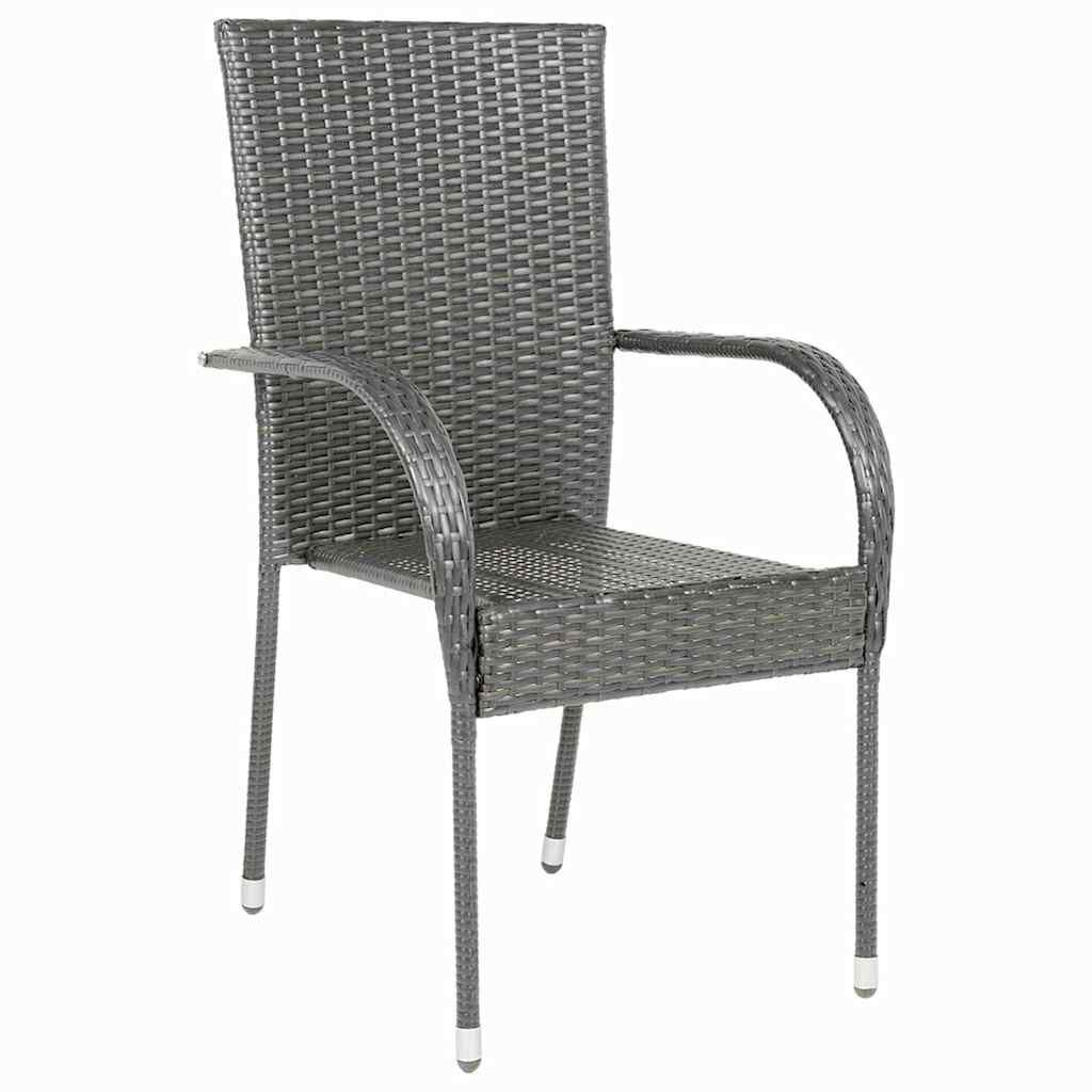 vidaXL Stackable Outdoor Chairs 4 pcs Grey Poly Rattan
