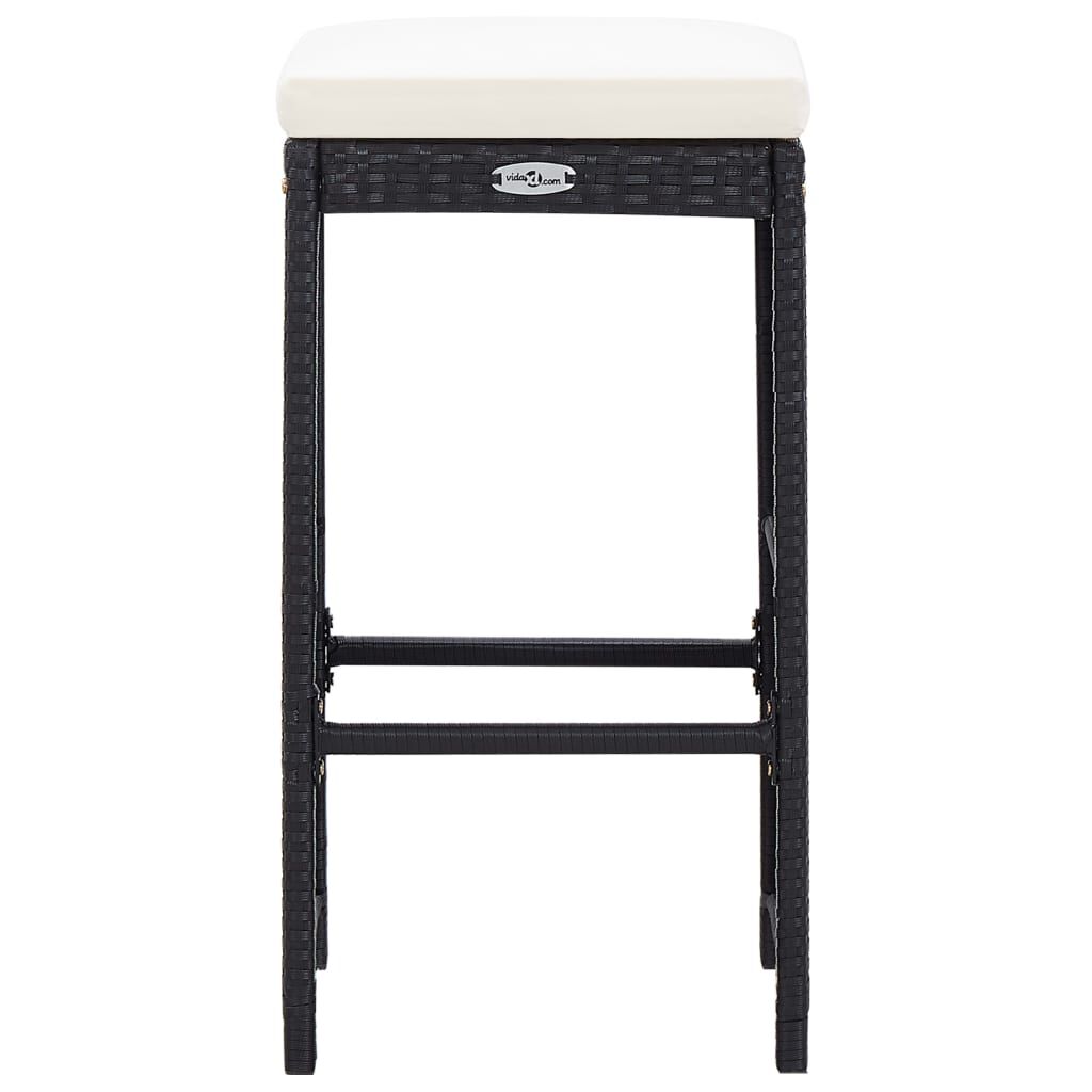 vidaXL 7 Piece Garden Bar Set with Cushions Poly Rattan Black
