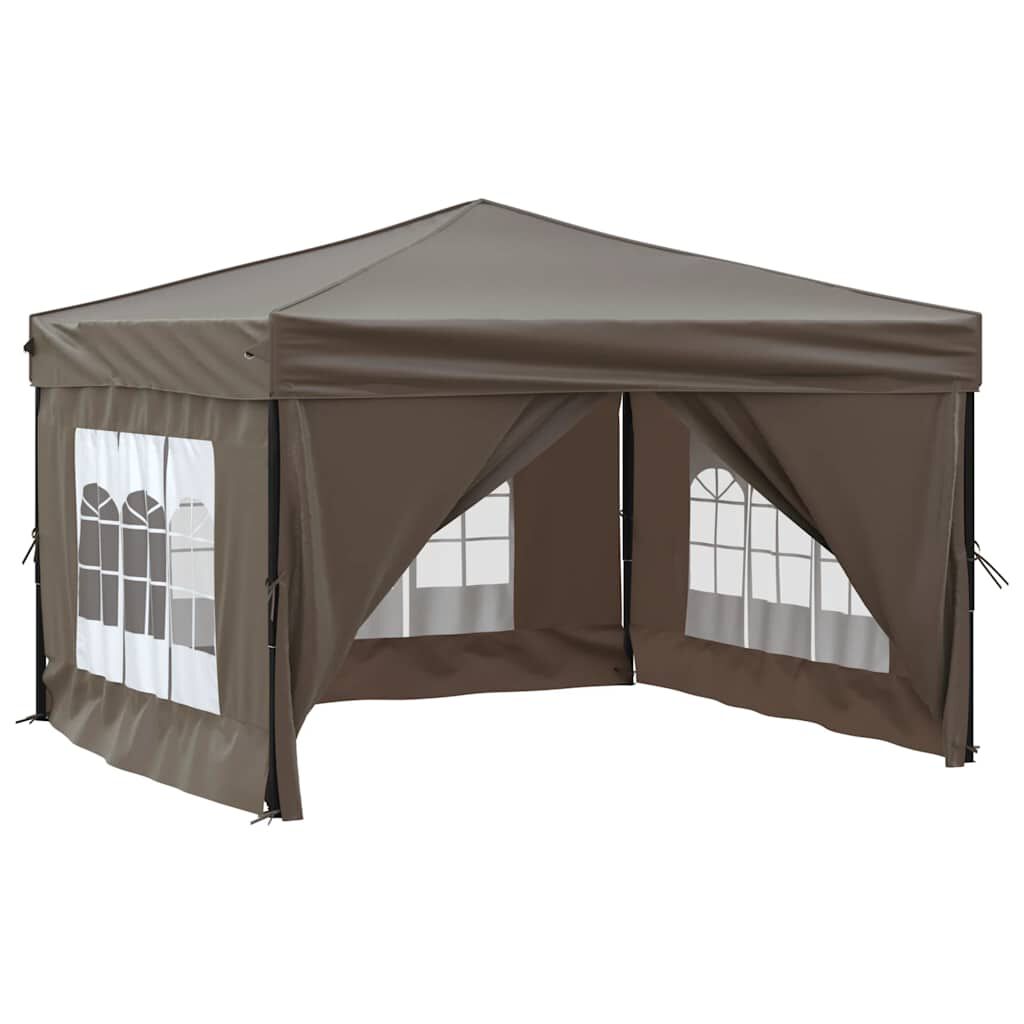 vidaXL Folding Party Tent with Sidewalls Taupe 3x3 m