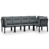 vidaXL 5 Piece Garden Lounge Set Black and Grey Poly Rattan