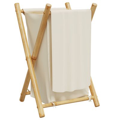 vidaXL Laundry Basket Cream White 41.5x36x63.5 cm Bamboo,  vidaXL Laundry Basket Cream White 41.5x36x63.5 cm Bamboo