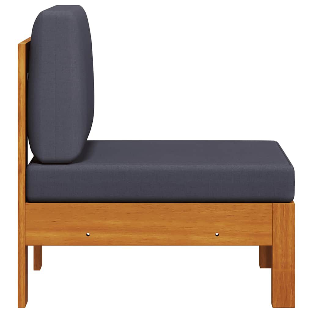 vidaXL Middle Sofa with Dark Grey Cushions Solid Acacia Wood