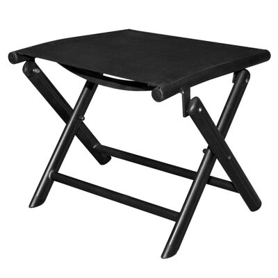 vidaXL Folding Footstool Black Aluminium and Textilene