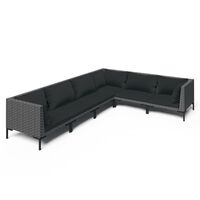 vidaXL 6 Piece Garden Lounge Set with Cushions Poly Rattan Dark Grey