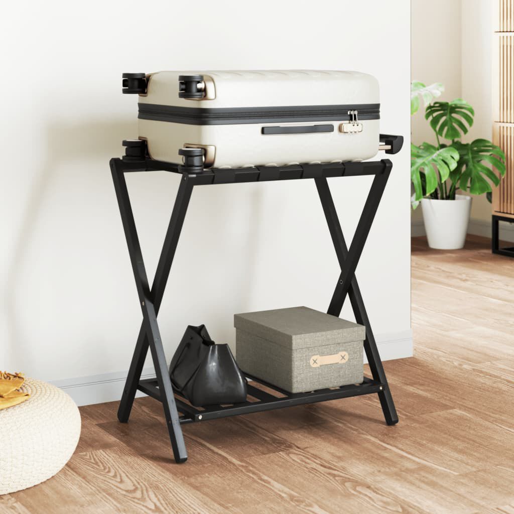 vidaXL Luggage Rack Black 68x38x58 cm Bamboo