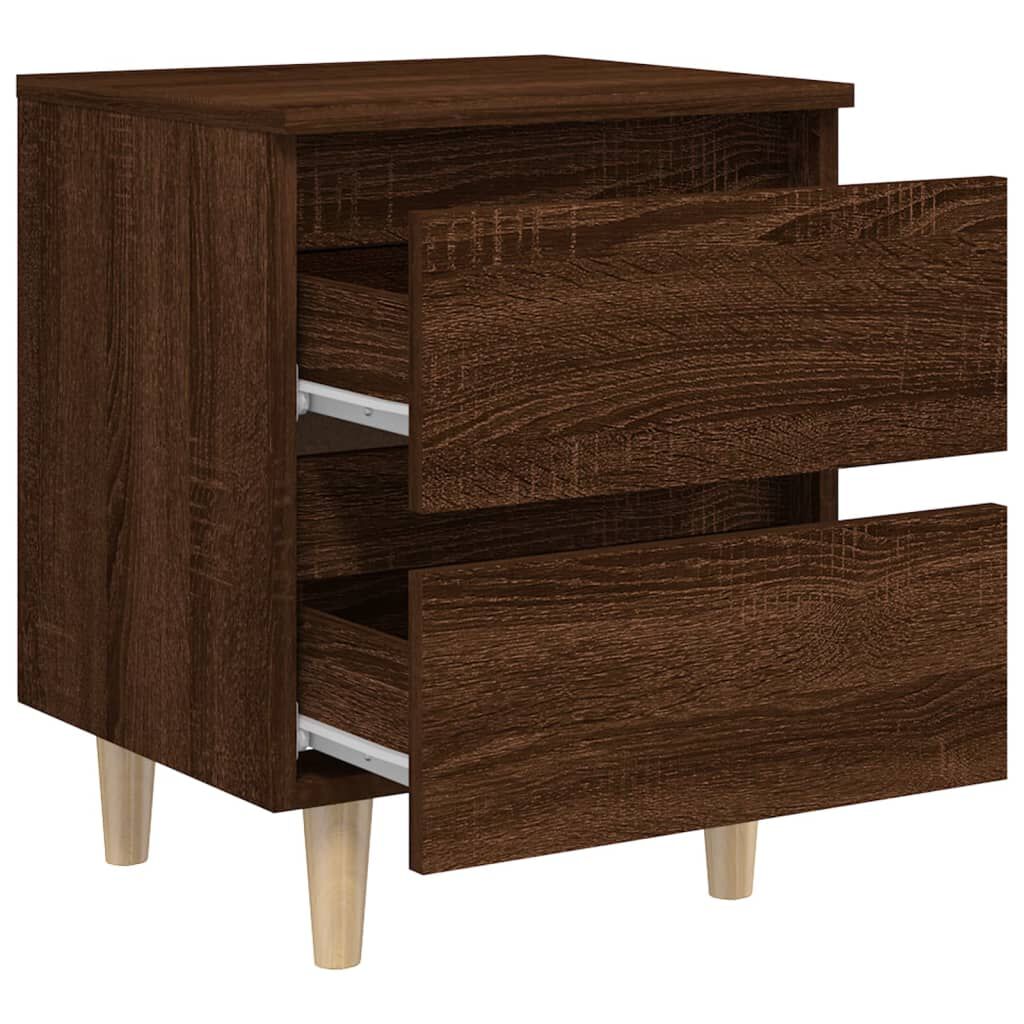 vidaXL Bed Cabinets with Solid Wood Legs 2 pcs Brown Oak 40x35x50 cm