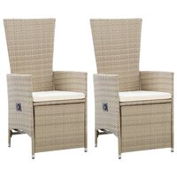 vidaXL Reclining Garden Chairs 2 pcs with Cushions Poly Rattan Beige, beige vidaXL Reclining Garden Chairs 2 pcs with Cushions Poly Rattan Beige