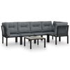 vidaXL 6 Piece Garden Lounge Set Black and Grey Poly Rattan