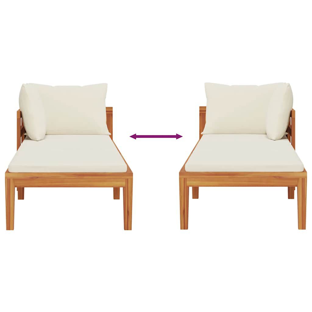 vidaXL Sun Lounger with 1 Armrest Cream White Solid Acacia Wood