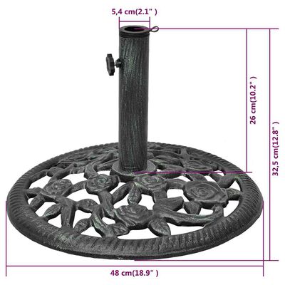 vidaXL Umbrella Base Cast Iron 12 kg 48 cm, black and green vidaXL Umbrella Base Cast Iron 12 kg 48 cm