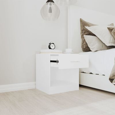 vidaXL Nightstand 2 pcs with Drawer White, white vidaXL Nightstand 2 pcs with Drawer White