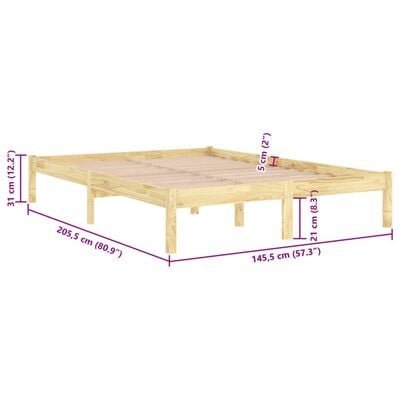 vidaXL Bed Frame without Mattress Solid Wood 140x200 cm