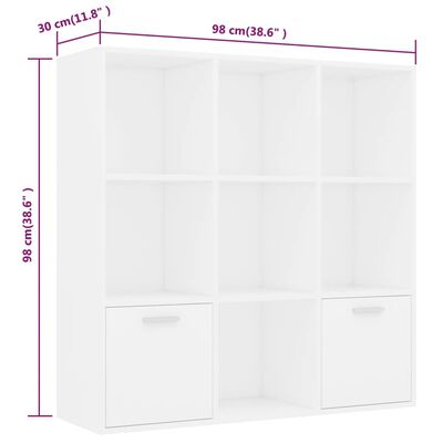 vidaXL Book Cabinet White 98x30x98 cm Engineered Wood, white vidaXL Book Cabinet White 98x30x98 cm Engineered Wood