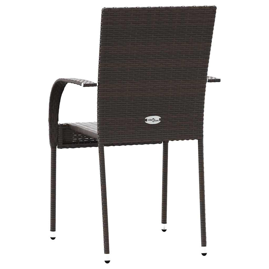 vidaXL Stackable Outdoor Chairs 2 pcs Poly Rattan Brown