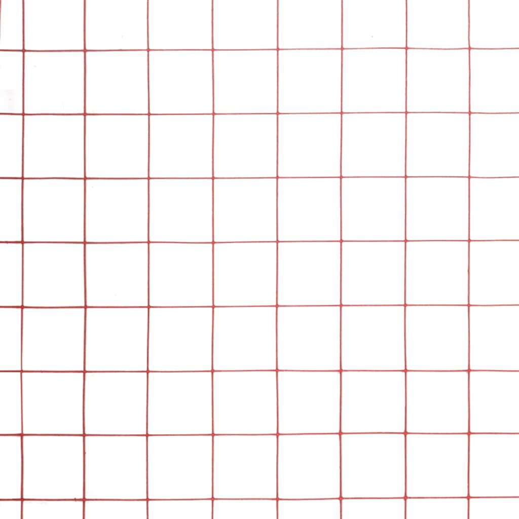 vidaXL Chicken Wire Fence Steel with PVC Coating 25x0.5 m Red