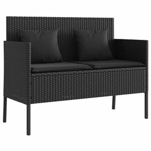 vidaXL Garden Bench with Cushions Black Poly Rattan