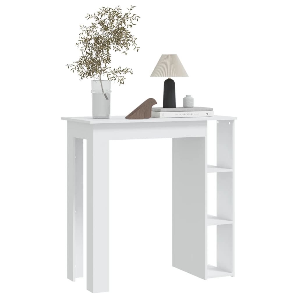 vidaXL Bar Table with Shelf White 102x50x103.5 cm Engineered Wood