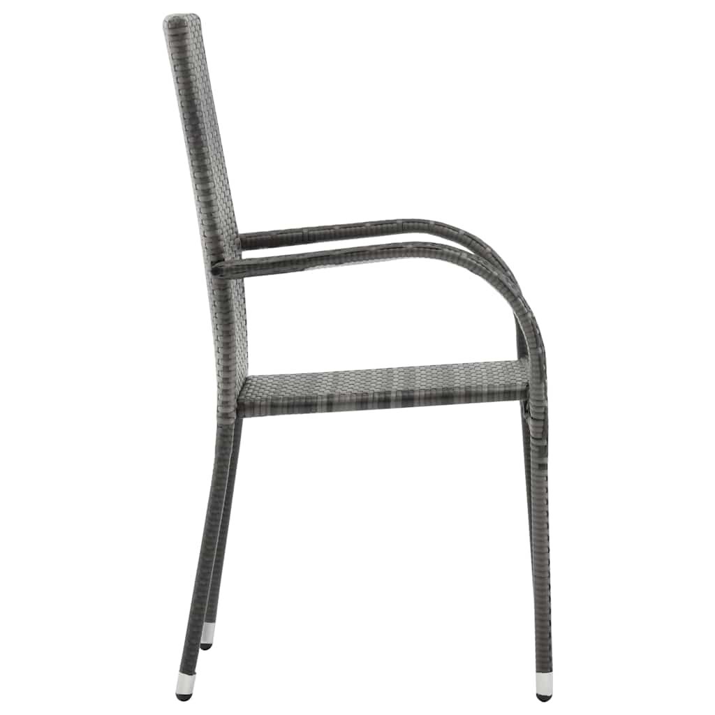 vidaXL Stackable Outdoor Chairs 4 pcs Grey Poly Rattan