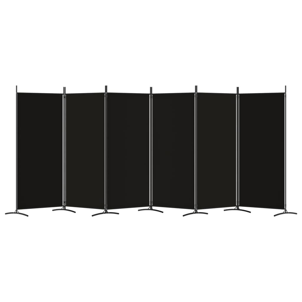 vidaXL 6-Panel Room Divider Black 520x180 cm Fabric