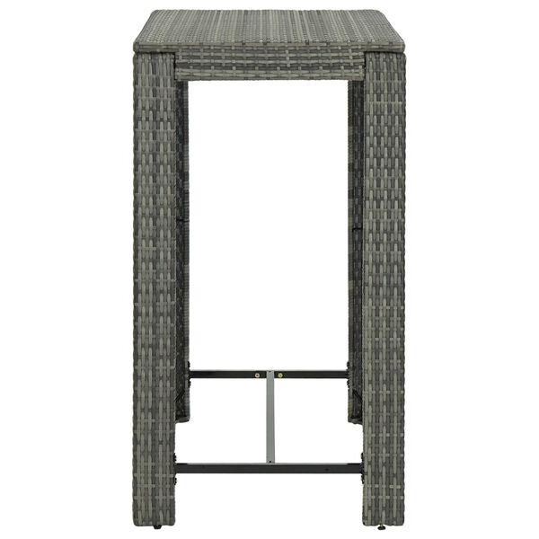 vidaXL 7 Piece Outdoor Bar Set with Cushions Poly Rattan Grey