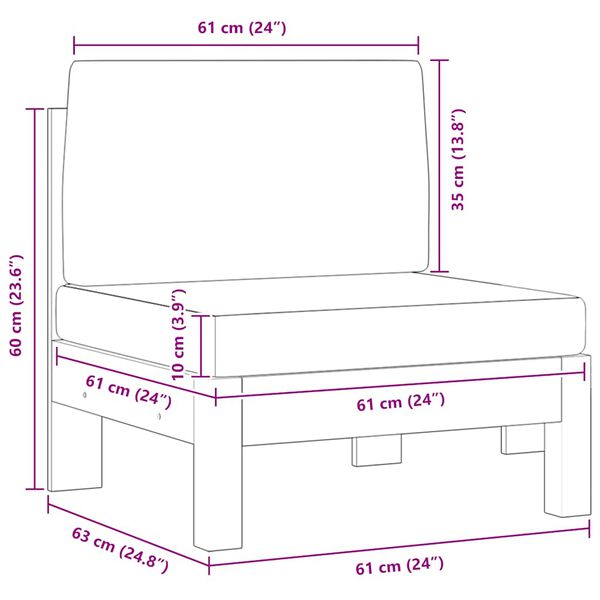 vidaXL Middle Sofas 2 pcs with Dark Grey Cushions Solid Acacia Wood