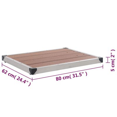 vidaXL Outdoor Shower Tray WPC Stainless Steel 80x62 cm Brown, brown vidaXL Outdoor Shower Tray WPC Stainless Steel 80x62 cm Brown