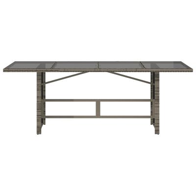 vidaXL Garden Table with Glass Top Grey 190x80x74 cm Poly Rattan, grey vidaXL Garden Table with Glass Top Grey 190x80x74 cm Poly Rattan