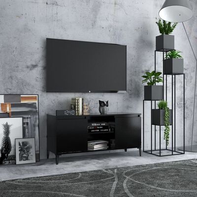 vidaXL TV Cabinet with Metal Legs Black 103.5x35x50 cm, black vidaXL TV Cabinet with Metal Legs Black 103.5x35x50 cm