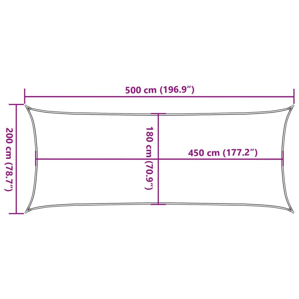 vidaXL Sunshade Sail 160 g/m² Cream 2x5 m HDPE
