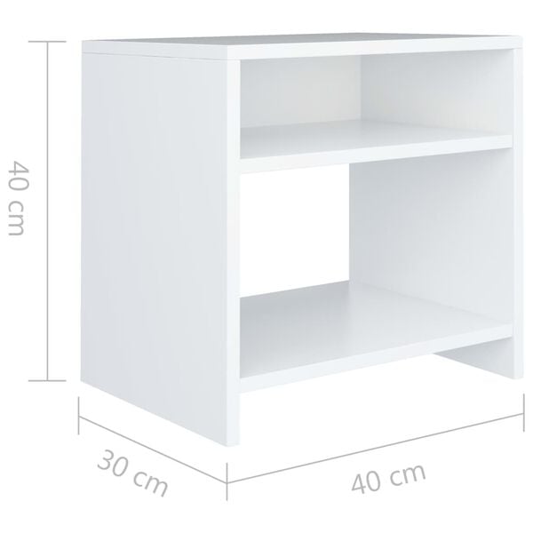 vidaXL Bedside Cabinet White 40x30x40 cm Engineered Wood
