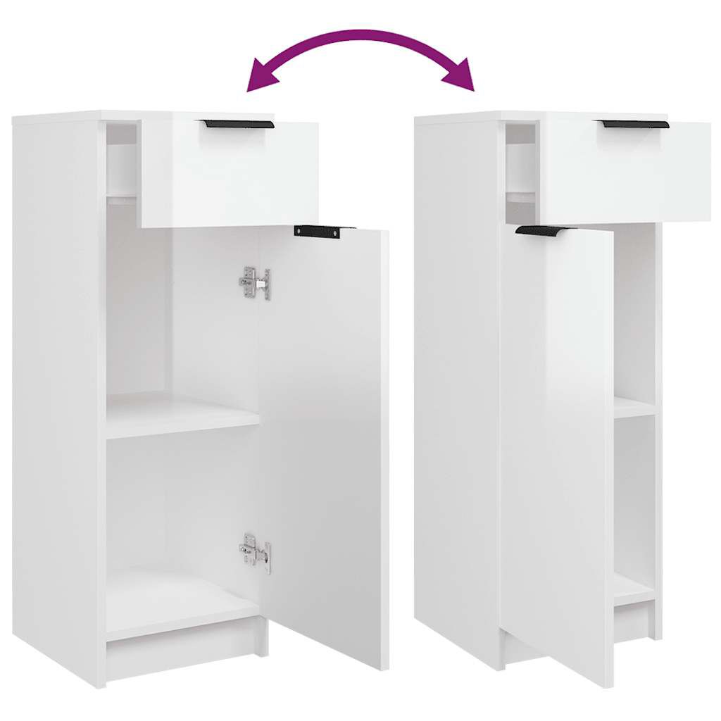 vidaXL Bathroom Cabinet High Gloss White 32x34x90 cm Engineered Wood