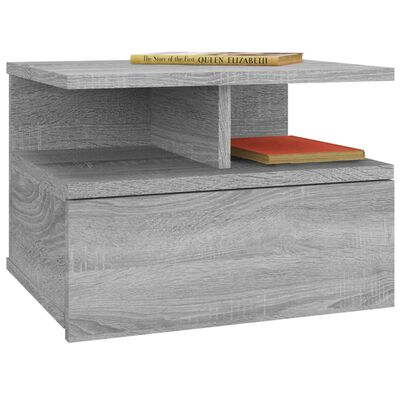 vidaXL Floating Nightstand 2 pcs Grey Sonoma 40x31x27 cm Engineered Wood, grey sonoma vidaXL Floating Nightstand 2 pcs Grey Sonoma 40x31x27 cm Engineered Wood