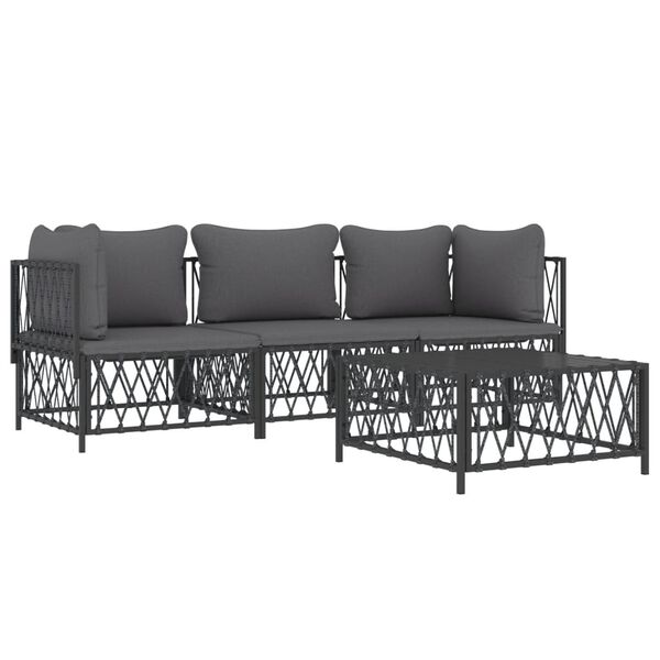 vidaXL 4 Piece Garden Lounge Set with Cushions Anthracite Steel